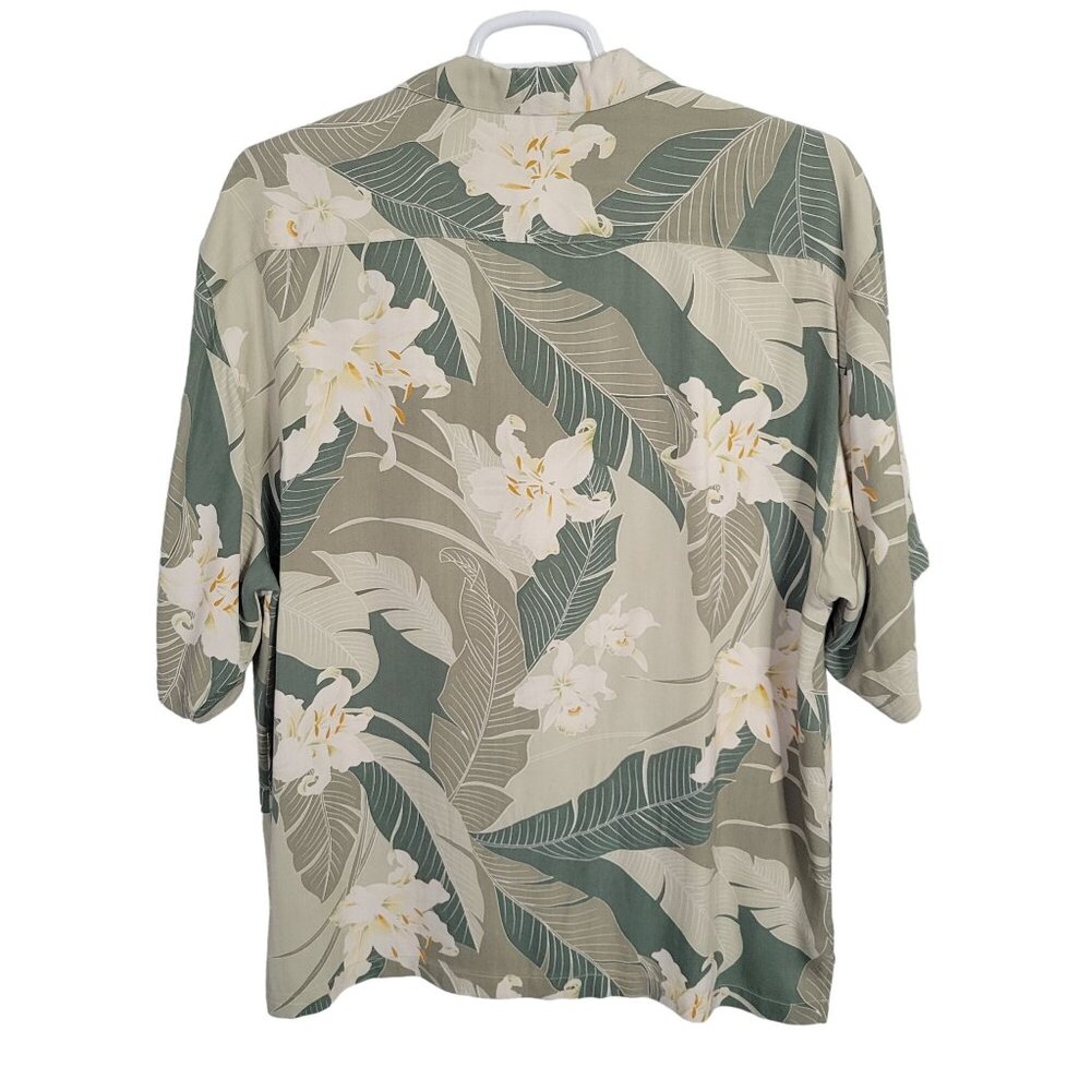 Tommy Bahama Mens Size XL Shirt 100% Silk Twill Hawaiian Camp Hibiscus Green - Picture 3 of 9